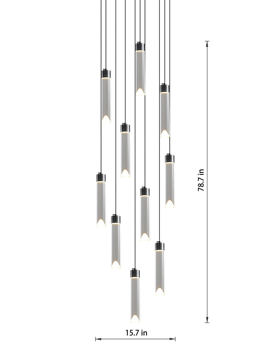 10-light crystal cylinder pendant light