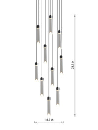 10-light crystal cylinder pendant light