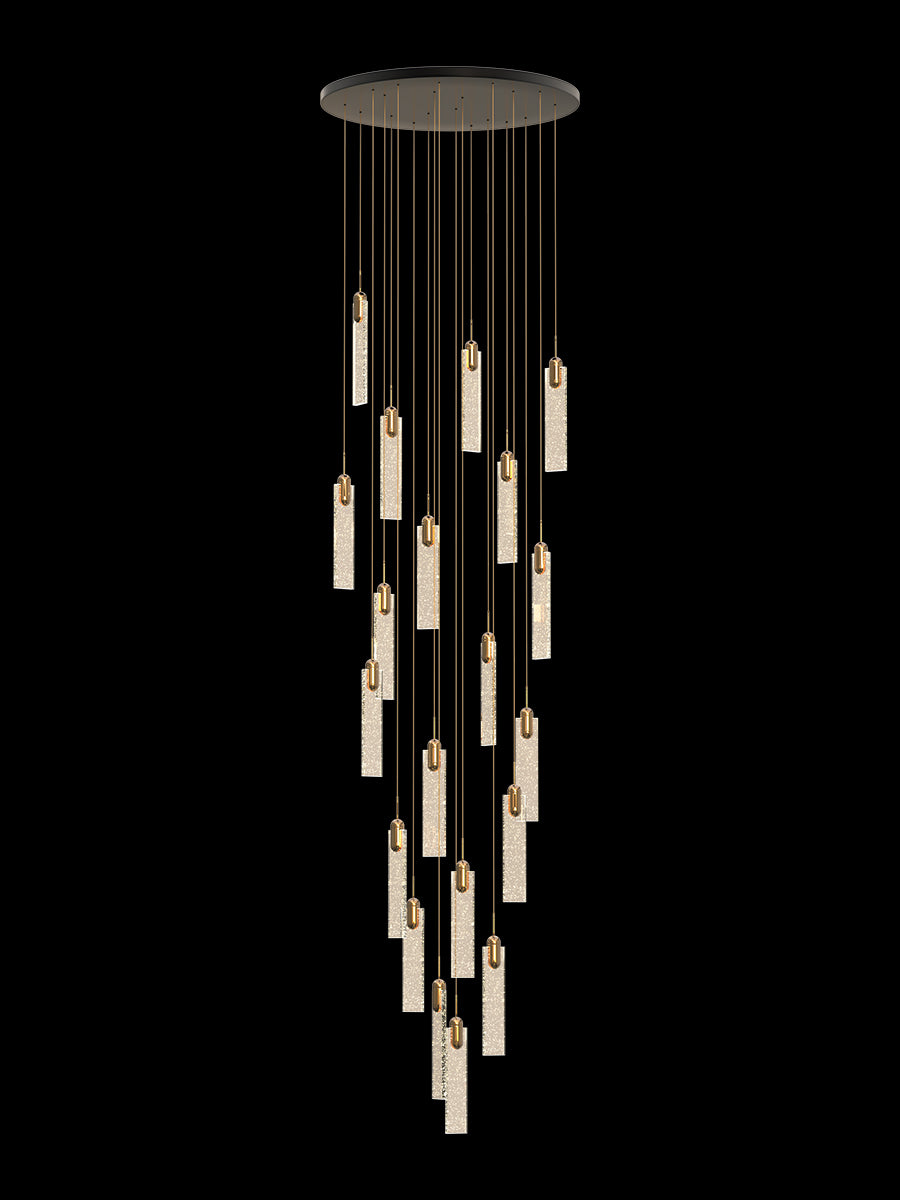 luxury flake crystal pendant light is shining in the dark
