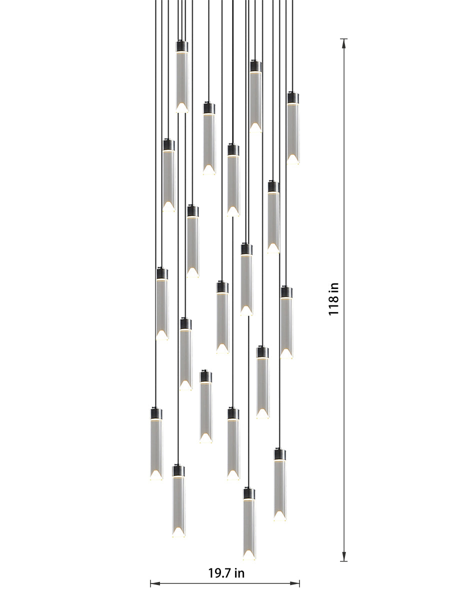 21-light crystal cylinder pendant light