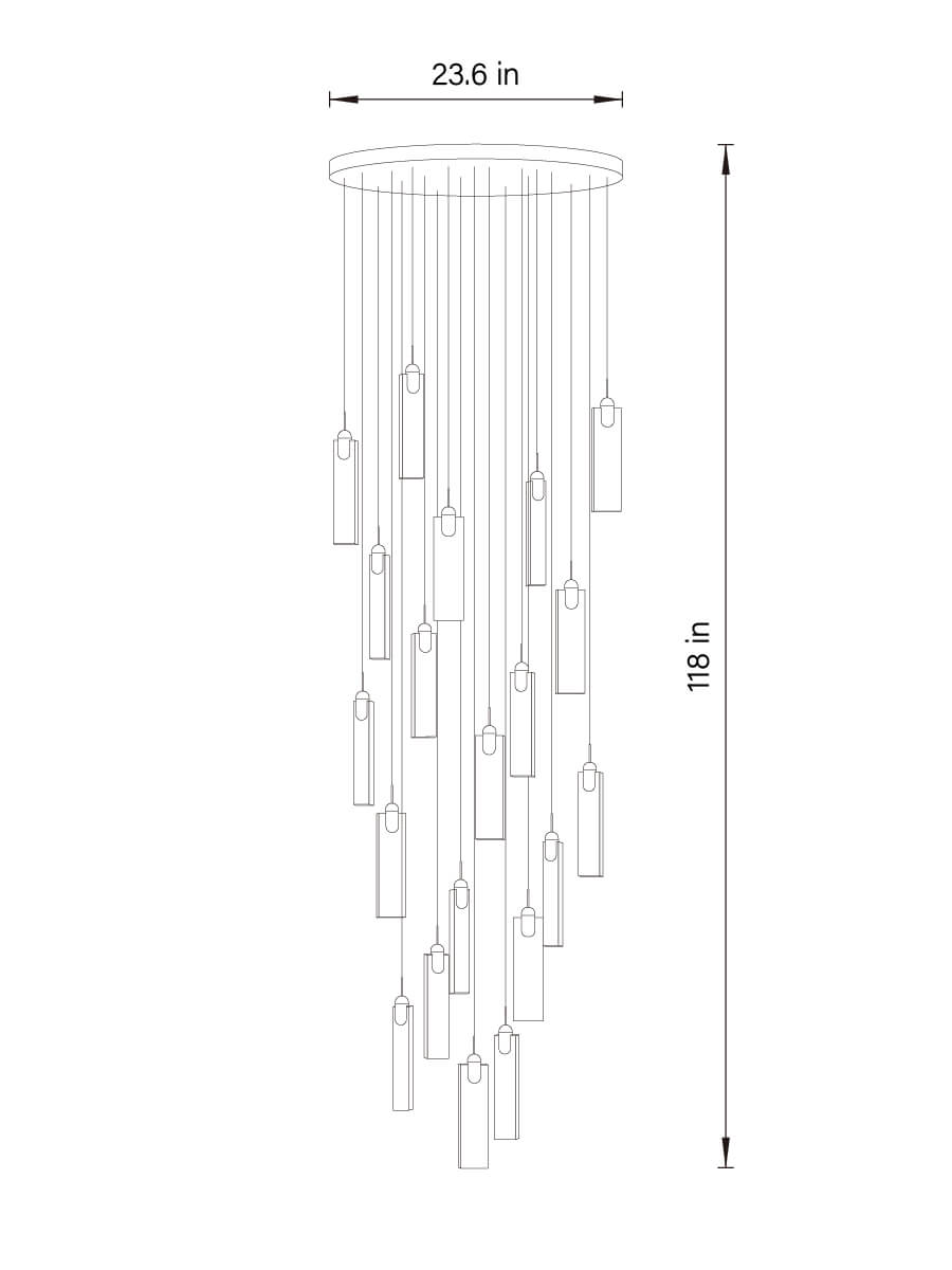dimension of 20 lights flake crystal pendant light