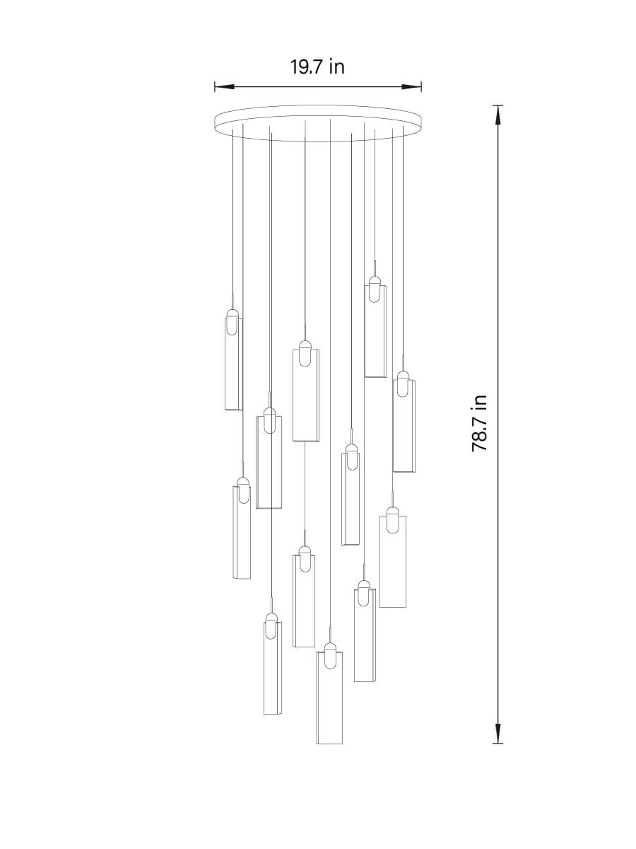 dimension of 12 lights flake crystal pendant light