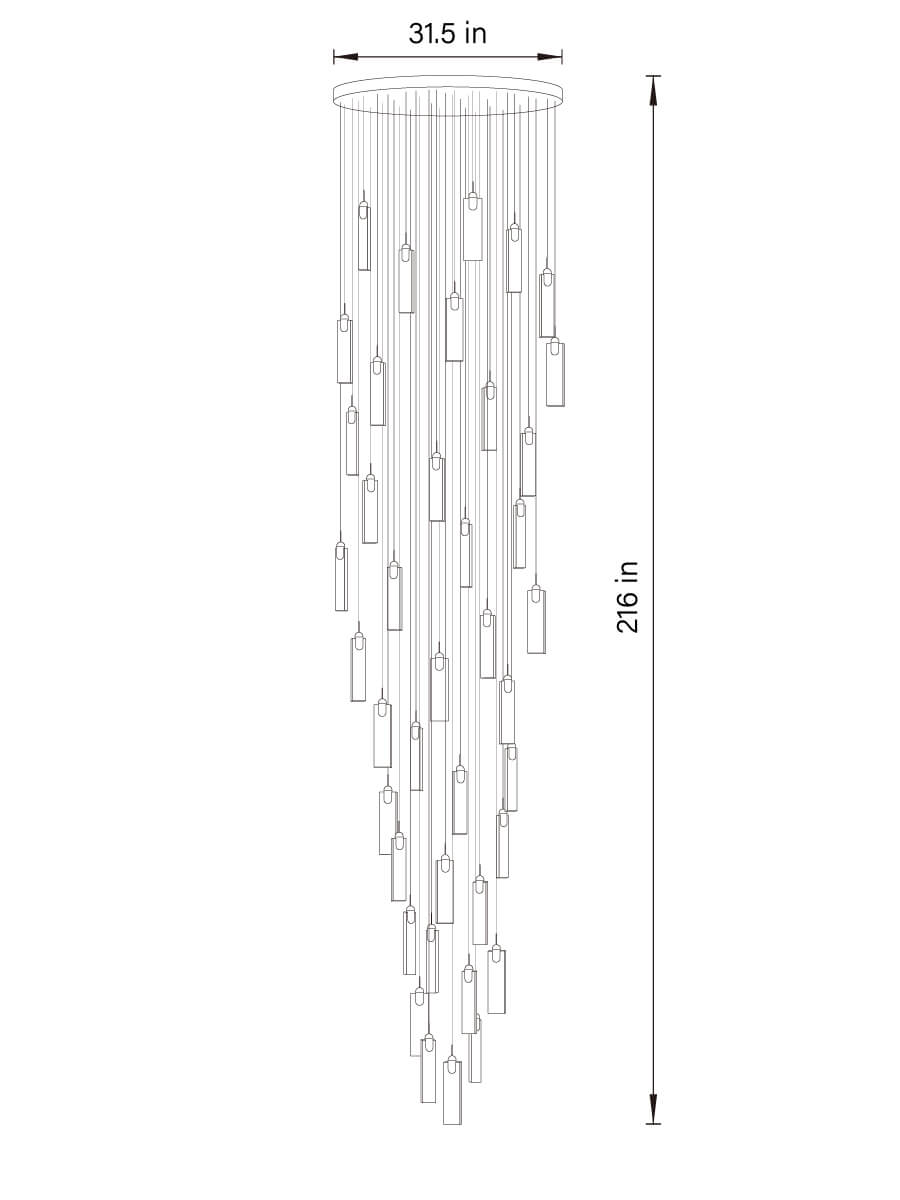dimension of 40 lights flake crystal pendant light