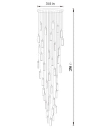 dimension of 40 lights flake crystal pendant light