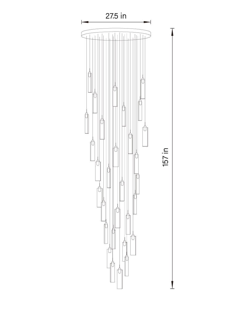 dimension of 30 lights flake crystal pendant light