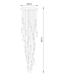 dimension of 30 lights flake crystal pendant light