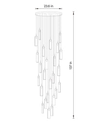 dimension of 25 lights flake crystal pendant light