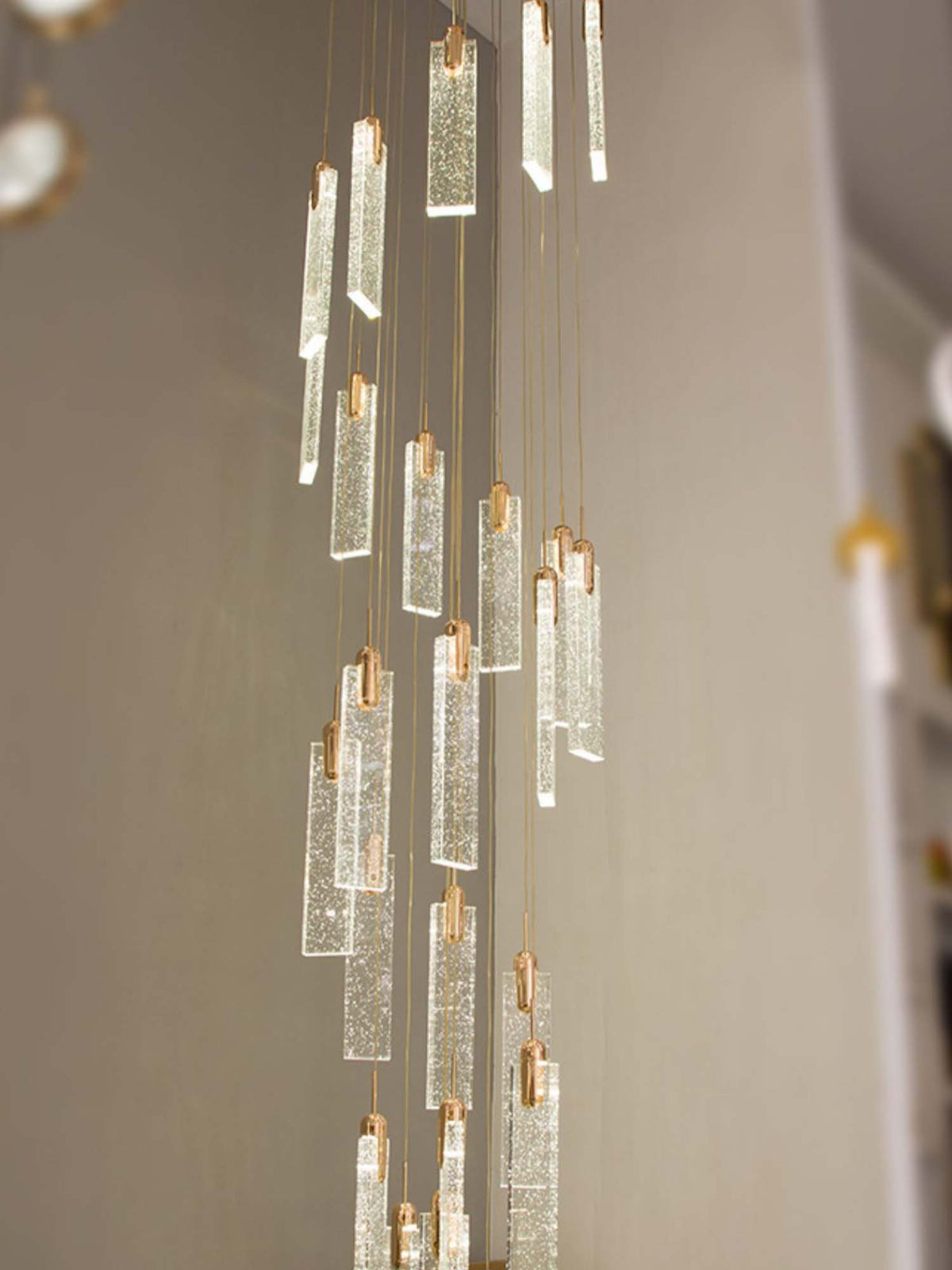 spiral crystal  pendant light for staircase