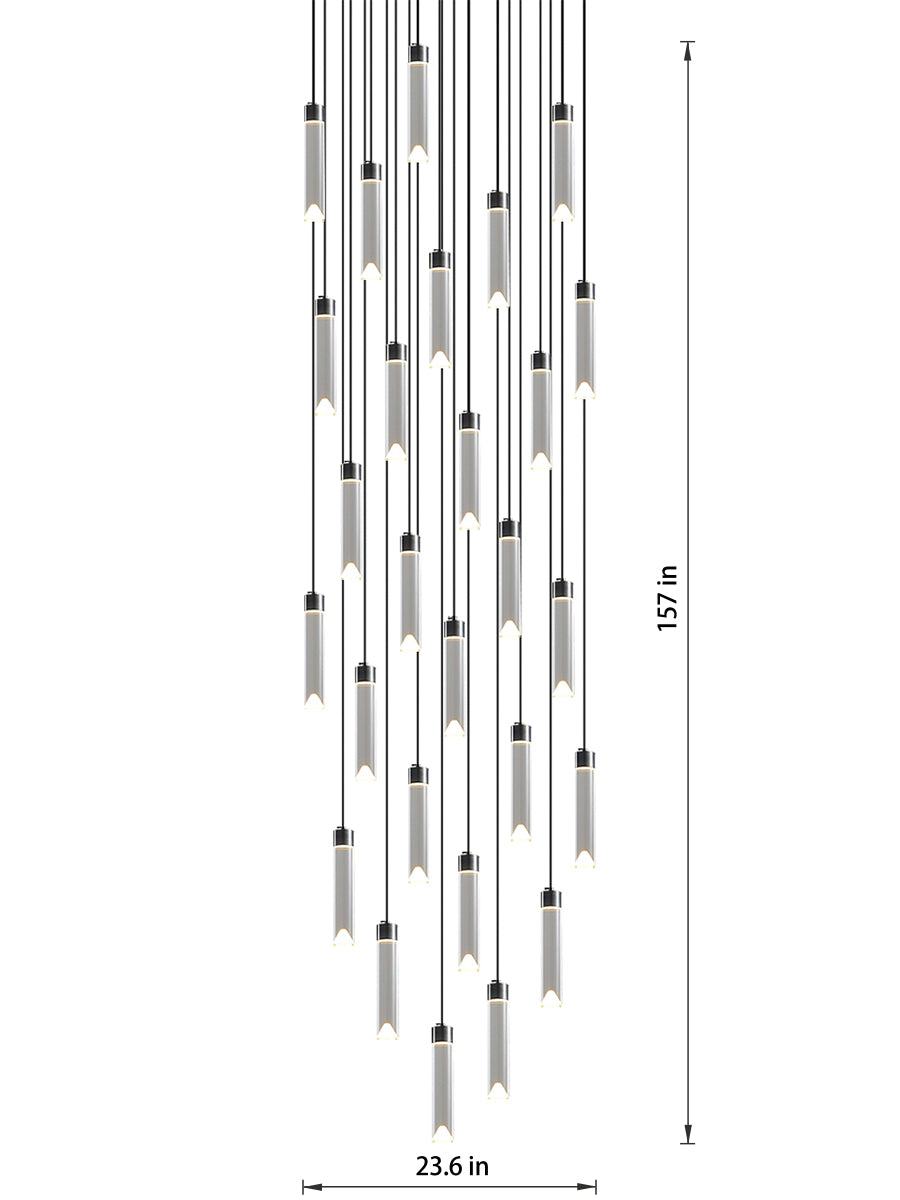 27-light crystal cylinder pendant light