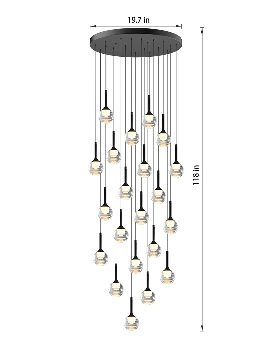 21 lights glass globe pendant light