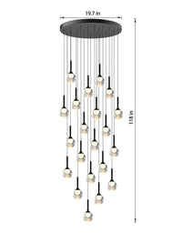 21 lights glass globe pendant light