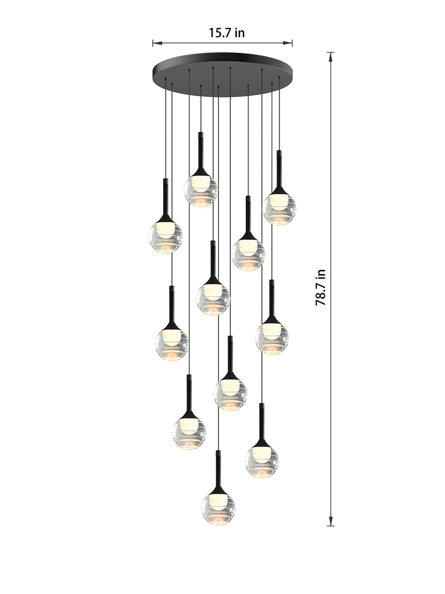 11 lights glass globe pendant light