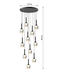 11 lights glass globe pendant light