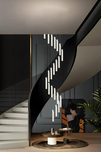 Spiral Rectangle Sparkling Bubble Pendant Light hanging for staircase