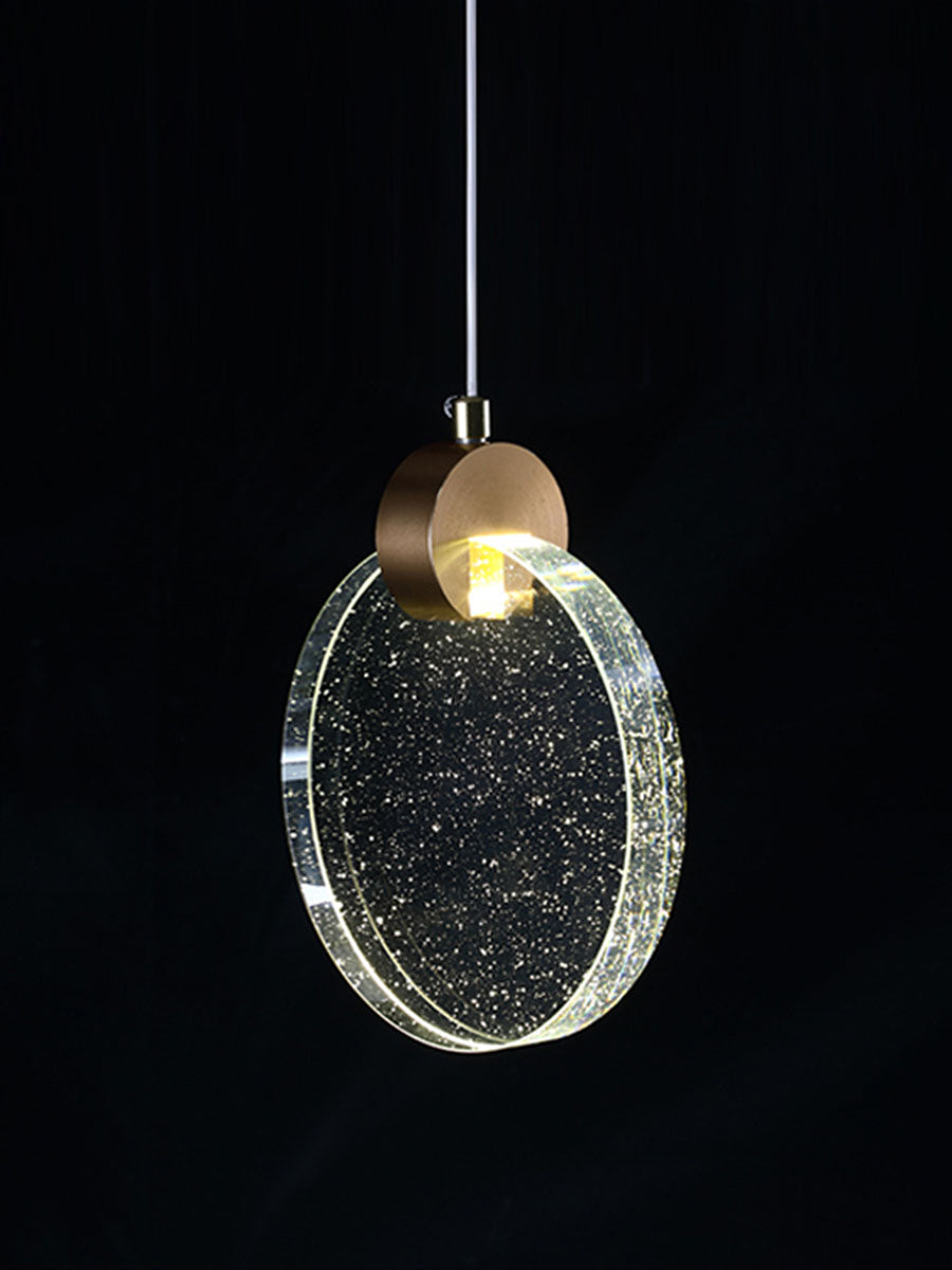 one single crystal rings bubble pendant light