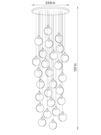 dimension of 17 lights ring crystal bubble pendan