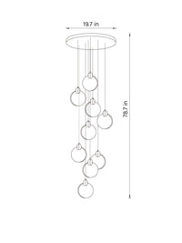 dimension of 9 lights ring crystal bubble pendant