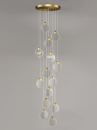 crystal ring stairwell pendant lights is shining in the dark