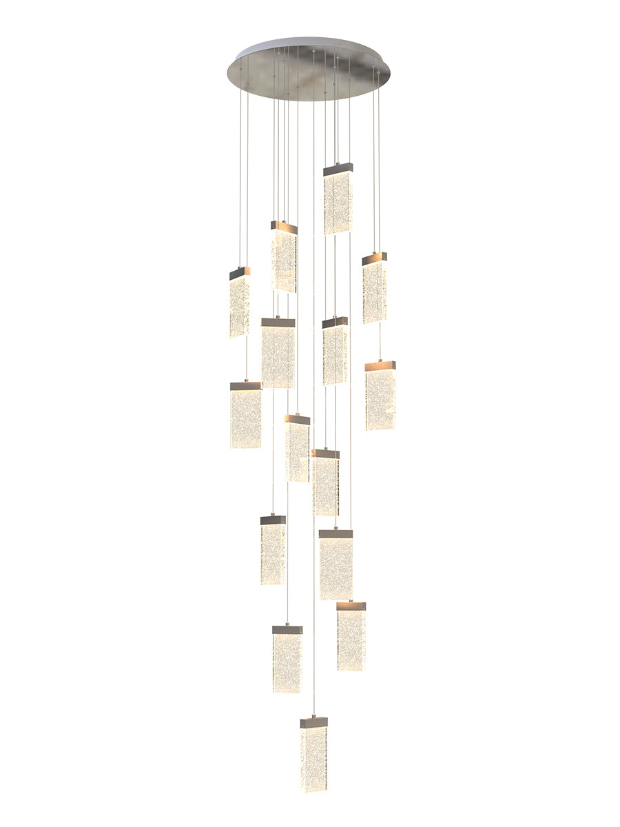 square crystal bubble pendant light