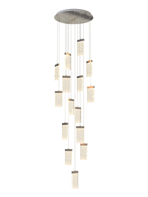 square crystal bubble pendant light