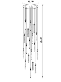 dimensions of 18 lights crystal cylinder bubble pendant lighting