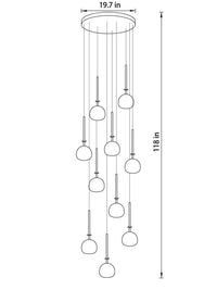10-Lights Opal Glass Ball Pendant Lighting