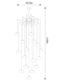 dimension of 16 lights milk ball linear chandelie