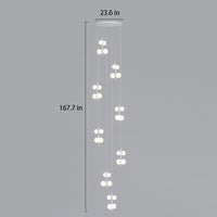 dimension of 8-lights opal globe linear pendant light