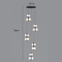 dimension of 5-lights opal globe black linear pendant light