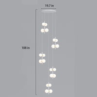 dimension of 5-lights opal globe linear pendant light