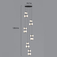 dimension of 6-lights opal globe black linear pendant light