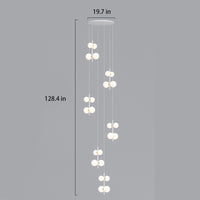 dimension of 6-lights opal globe linear pendant light