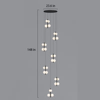dimension of 7-lights opal globe black linear pendant light