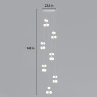 dimension of 7-lights opal globe linear pendant light