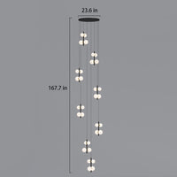 dimension of 8-lights opal globe black linear pendant light