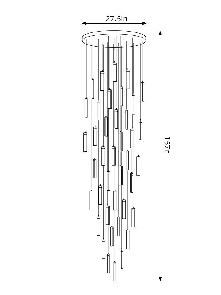 40 lights Spiral Rectangle Sparkling Bubble Pendant Light