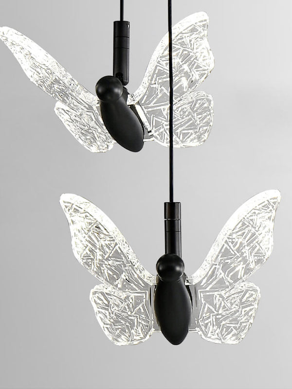 2 smoke grey glass butterfly lampshades