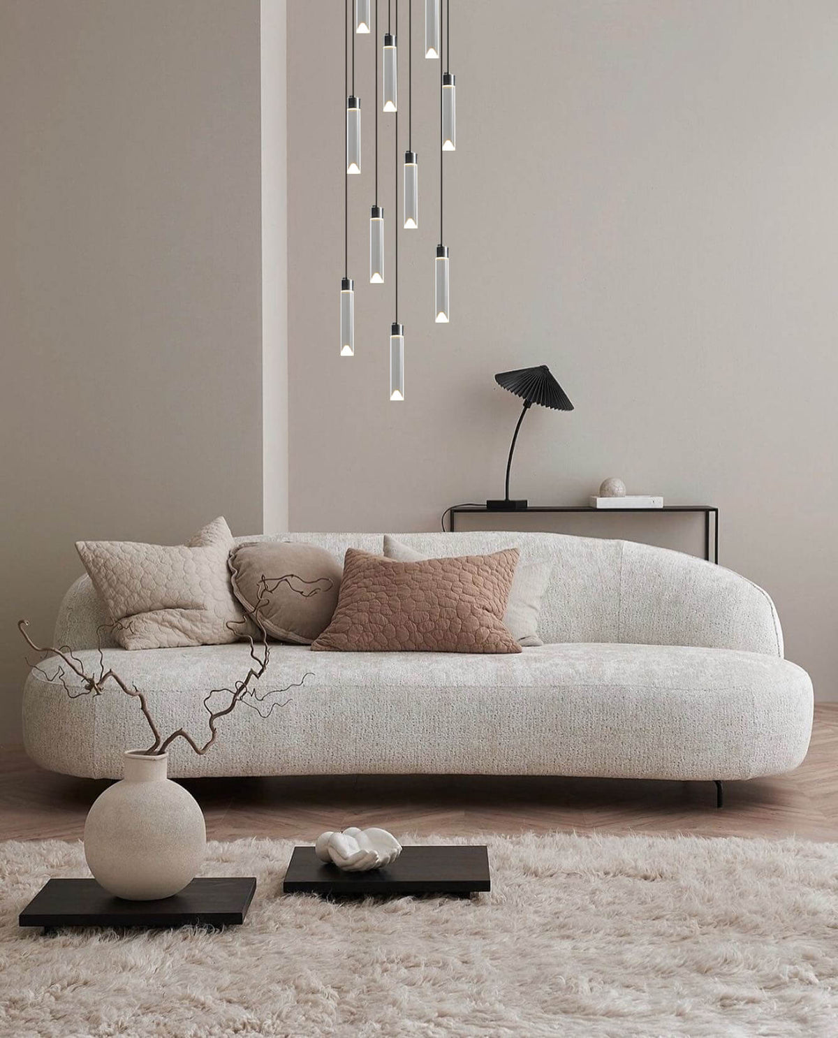 multi crystal cylinder pendant light for cozy living room