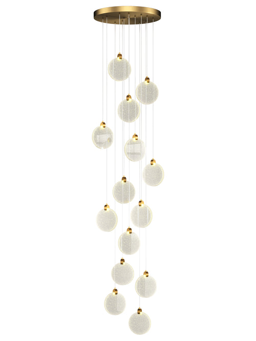 Hanging Light with Crystal Golden Bubble 