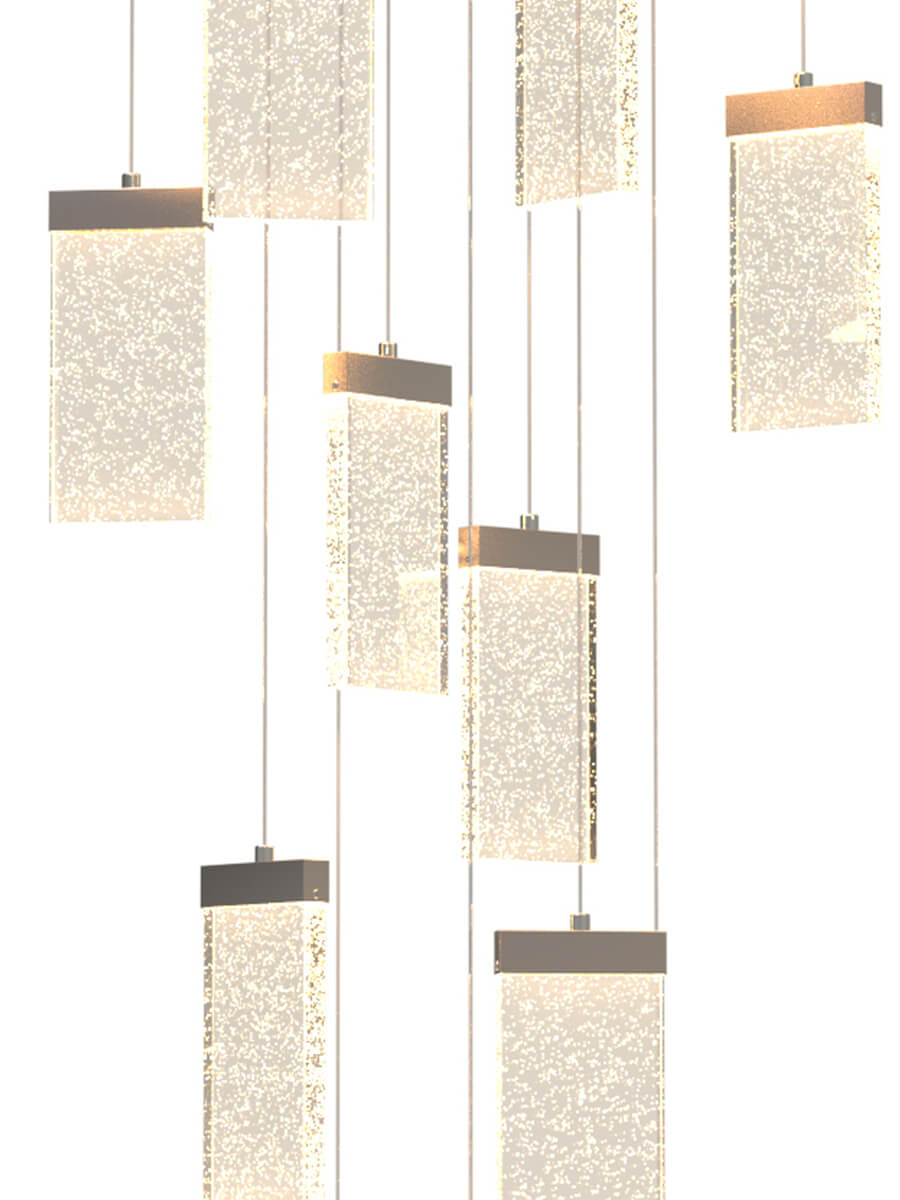 multi lights square crystal bubble lampshade