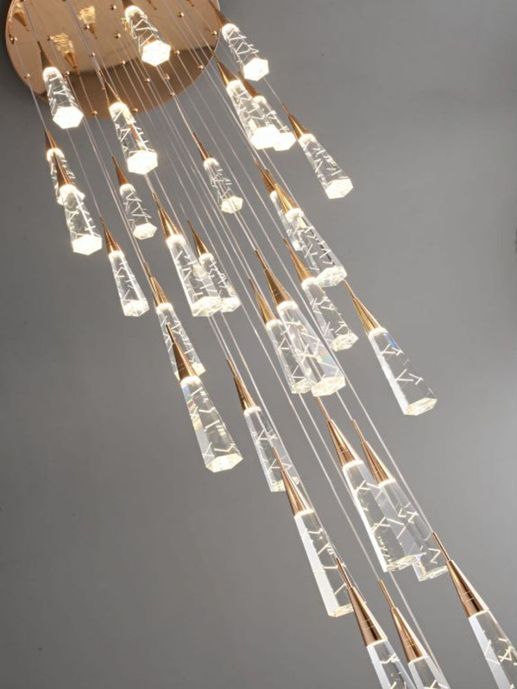 36 lights raindrop crystal pendant light hanging from ceiling