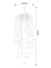 dimension of 20 lights milk ball linear chandelie